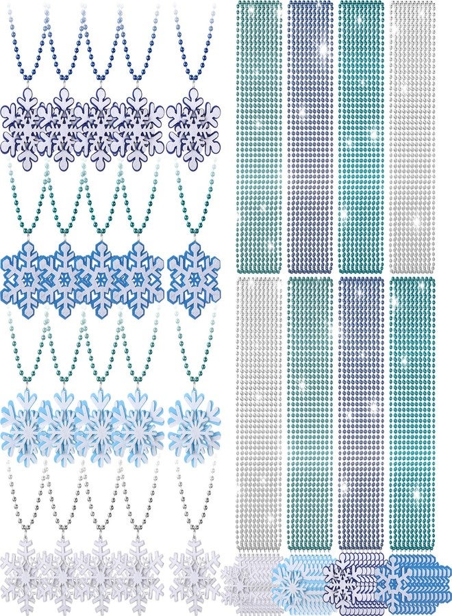 Knitgrip Christmas Snowflake Necklaces Bulk Winter Party Snowflake Beads Necklaces Princess Necklace Accessories Party Favors Stocking Stuffers Supplies for Women and Men,40 sets - Image 1